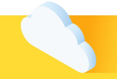 Ilustración de una nube en 3D de lado frente un fondo amarillo huevo